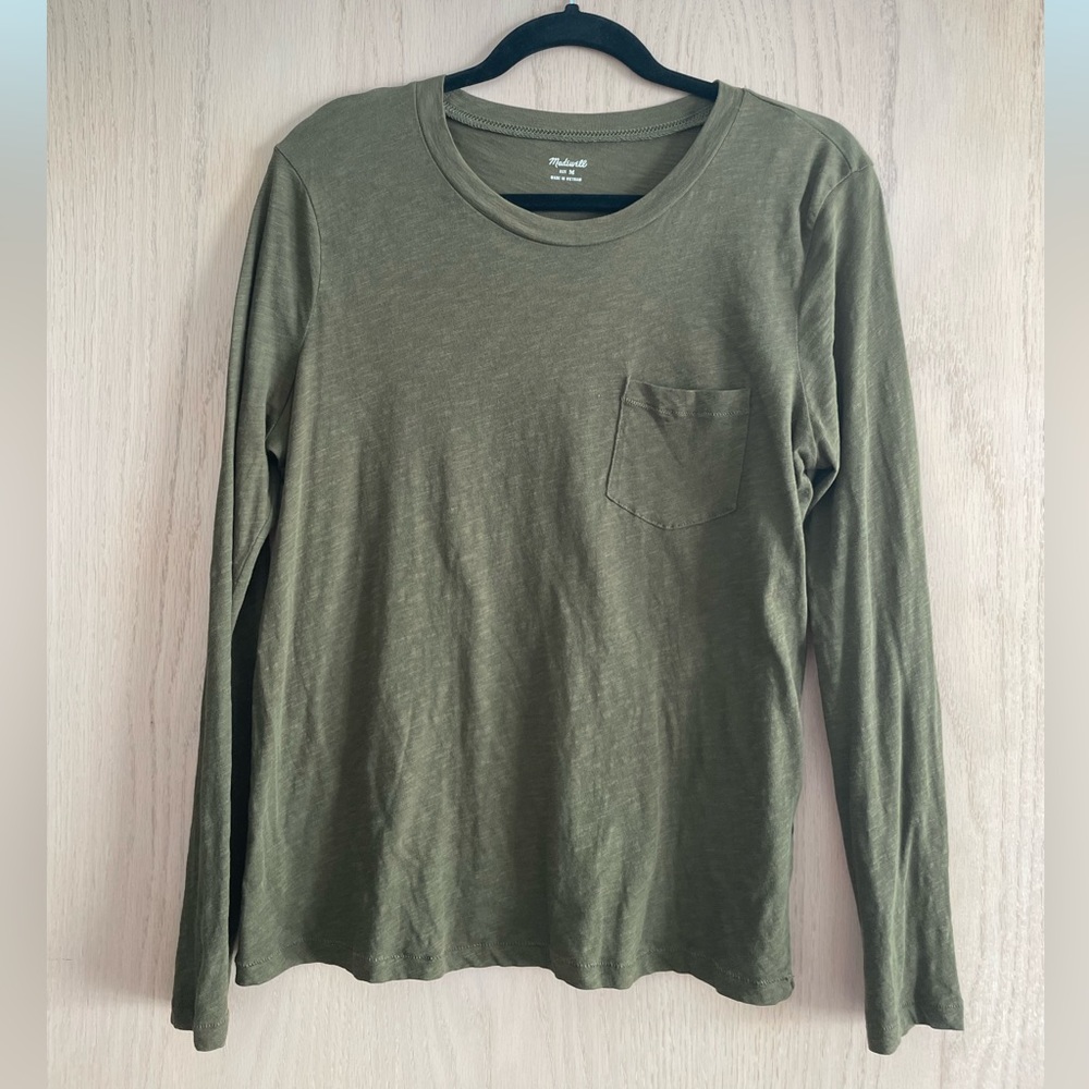 Madewell Green Longsleeve Pocket Tee